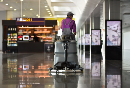 An airport that has been cleaned with eco-friendly disinfectants.