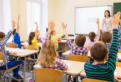 A classroom that has been cleaned with eco-friendly disinfectants.
