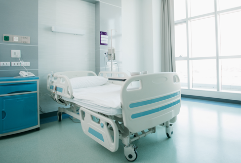 A hospital bed that has been cleaned with a eco-friendly disinfectant.